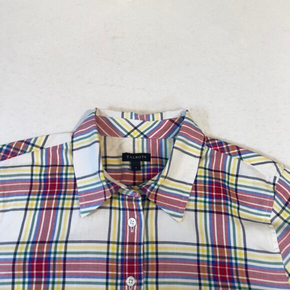 Talbots Button Shirt Woman's Small Long Sleeve Multi Color Plaid All Cotton - Picture 3 of 11